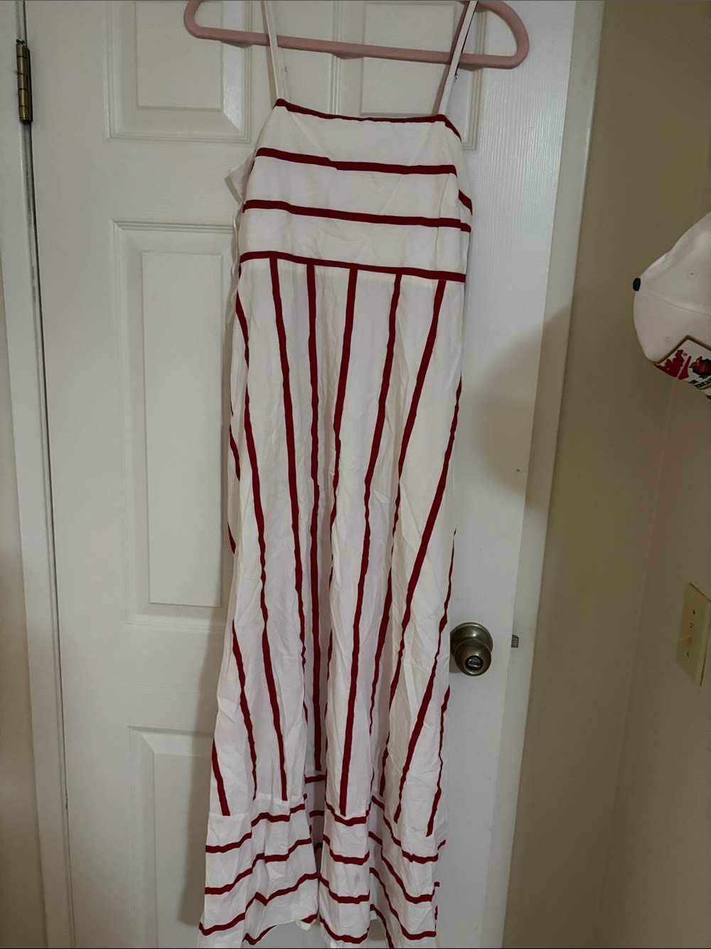 Japna White Maxi Dress with Red Stripes